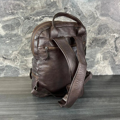 MET Multi-Pocket Leather Backpack with Dual Carry Handles