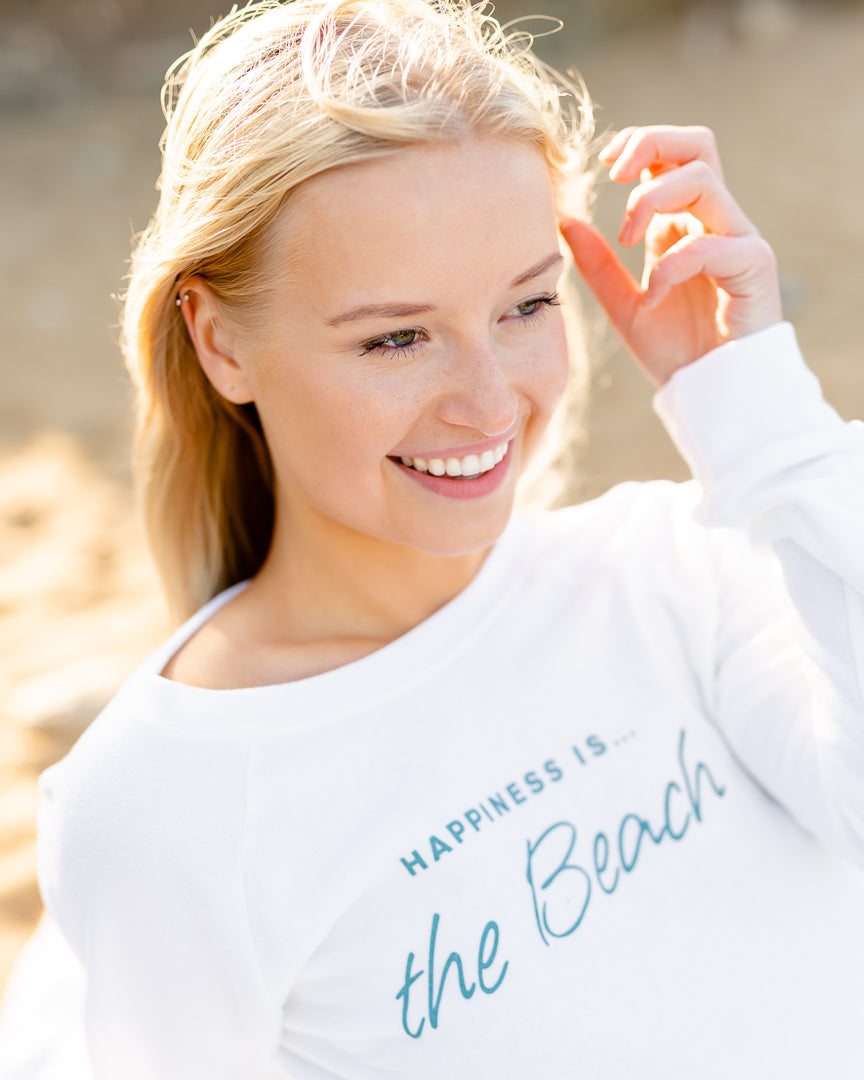 Women's Beach Crew Sweatshirt, White