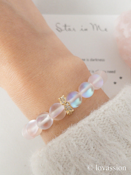 18K Mermaid Aura Quartz Bracelet | Frosted White