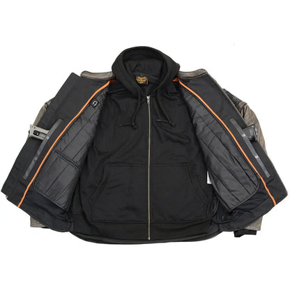 Milwaukee Leather Men's Distressed Brown Crossover Scooter Jacket with Reflective Skulls