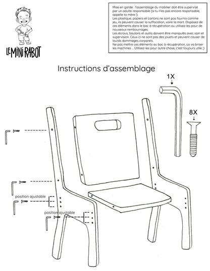 Kit évolutif table et chaises en bois pour enfants - Le Mini Curieux