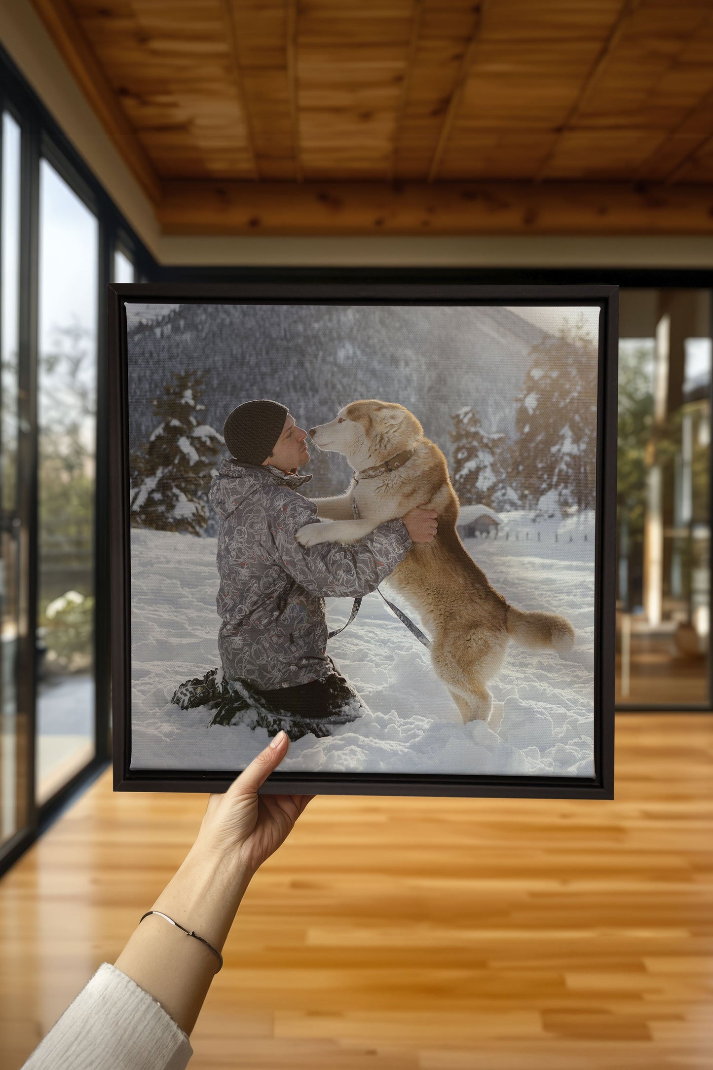 Toile étirée carrée personnalisée (avec cadre)