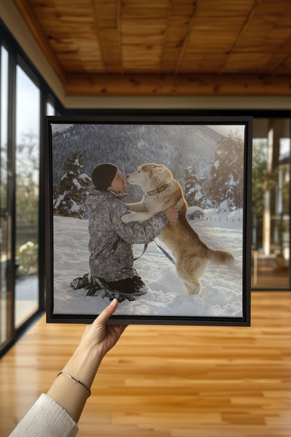 Toile étirée carrée personnalisée (avec cadre)