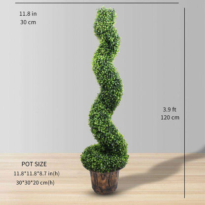 Norwich Faux Potted Spiral Boxwood Topiary Plant 48''