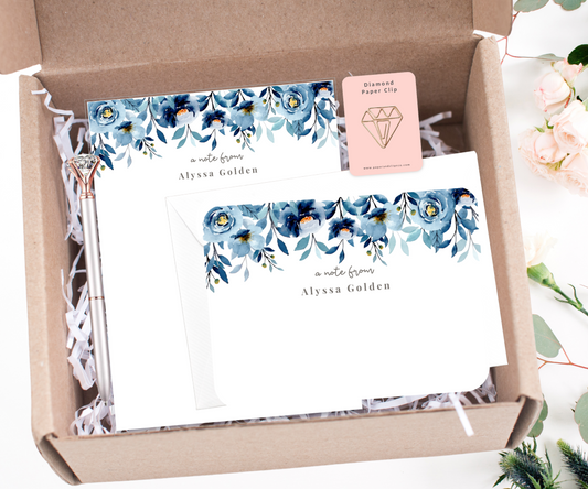 Navy Floral Stationery Gift Set