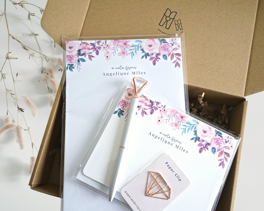 Pink Floral Stationery Gift Set