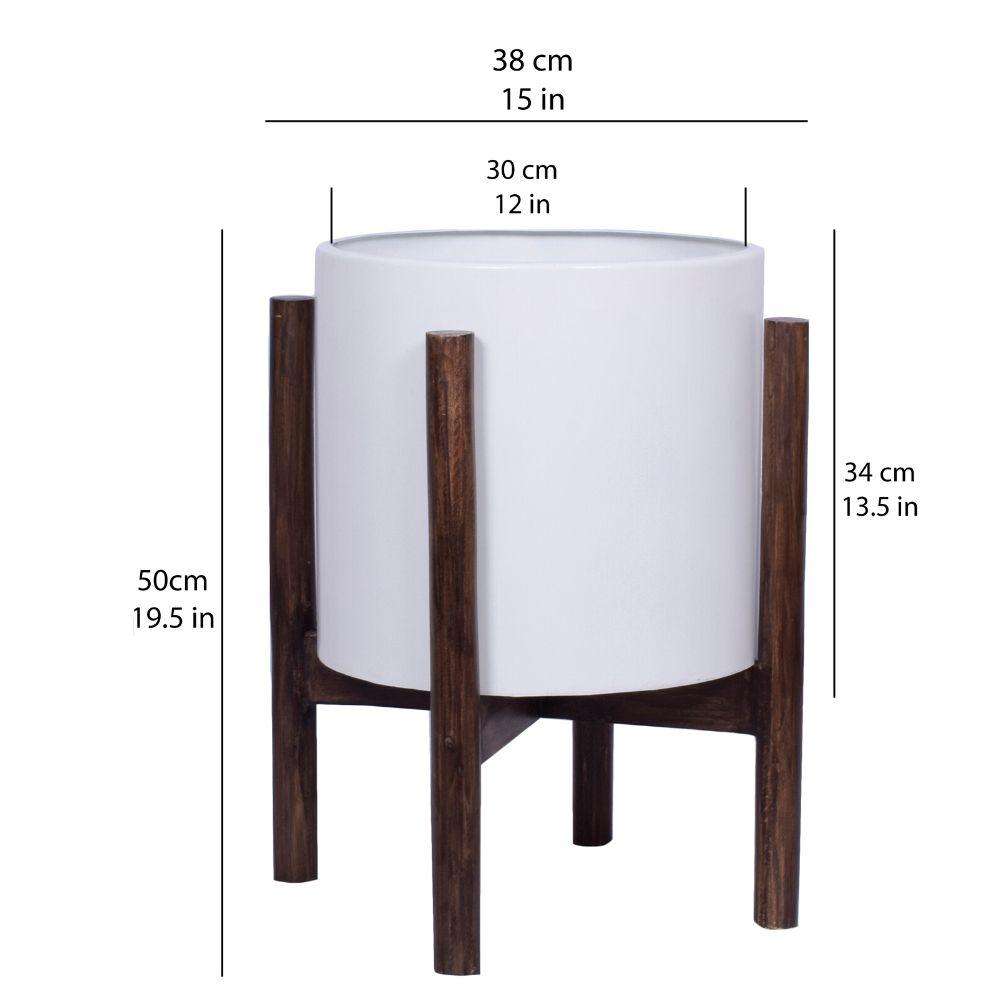 Rica - Mid-Century Modern Plant Stand With White Planter (Multiple Sizes)