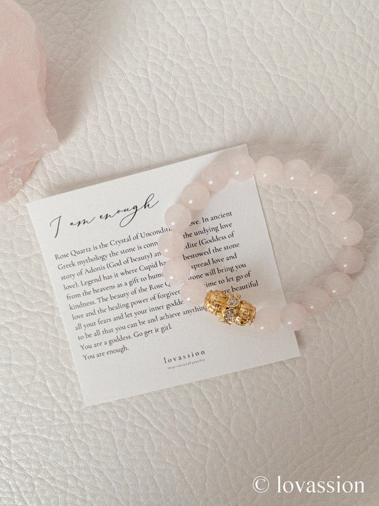 18K Rose Quartz Bracelet 8MM