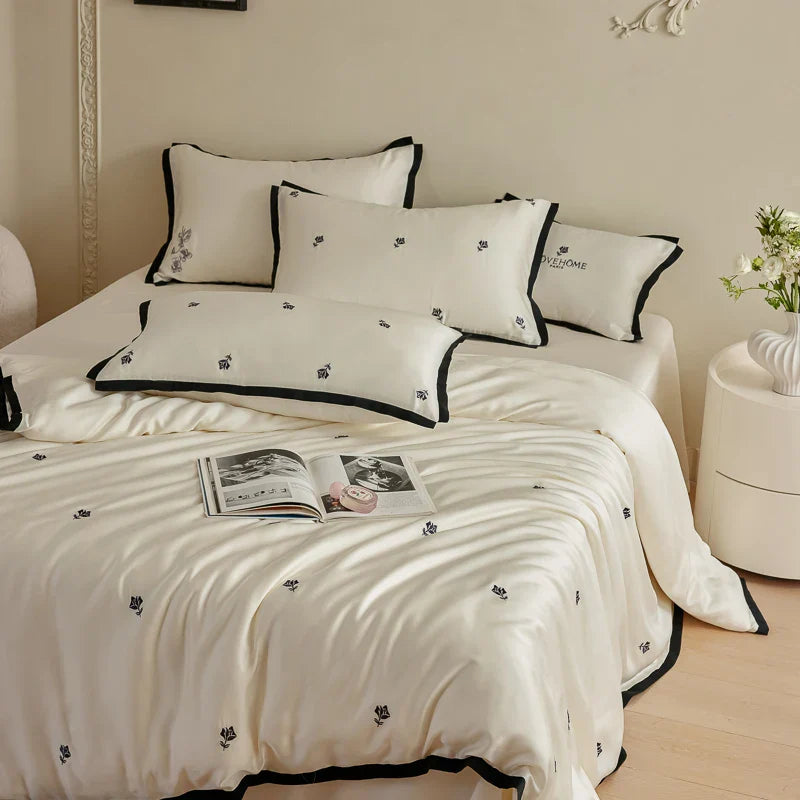 Royal Retreat Rose Embroidery 600 TC Duvet Set - Cream