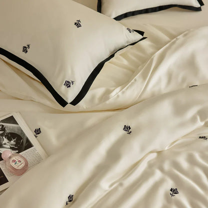 Royal Retreat Rose Embroidery 600 TC Duvet Set - Cream