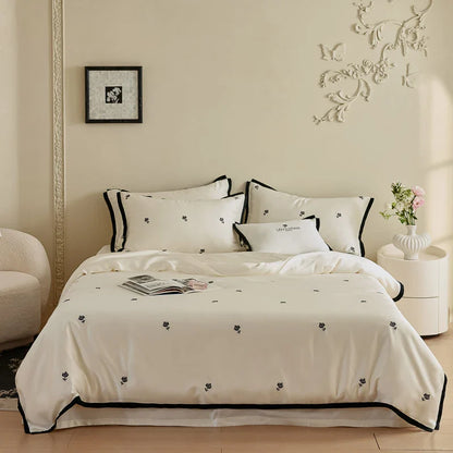 Royal Retreat Rose Embroidery 600 TC Duvet Set - Cream