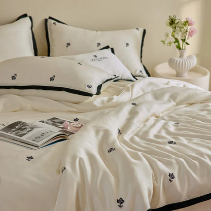 Royal Retreat Rose Embroidery 600 TC Duvet Set - Cream
