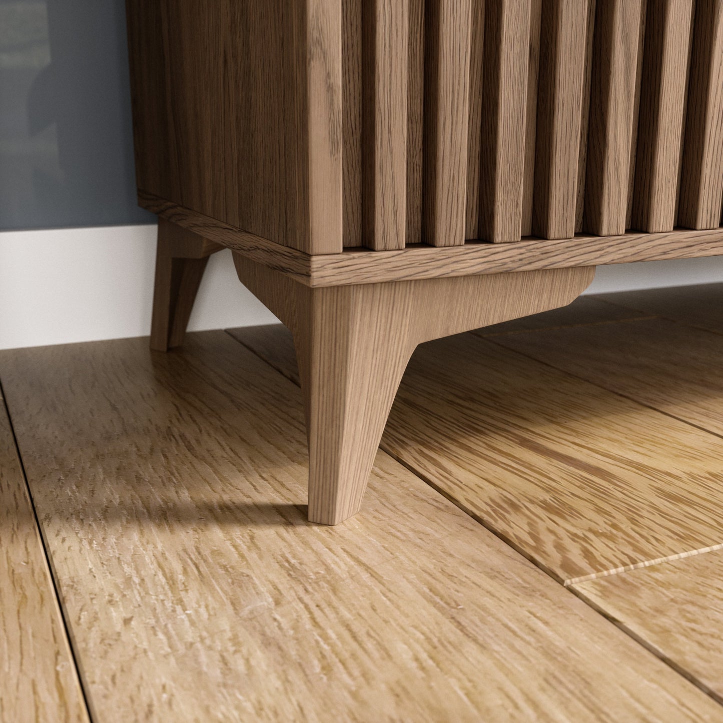 Entsian Oak Wood Paneled Free Standing Wardrobe - Artisan Oak