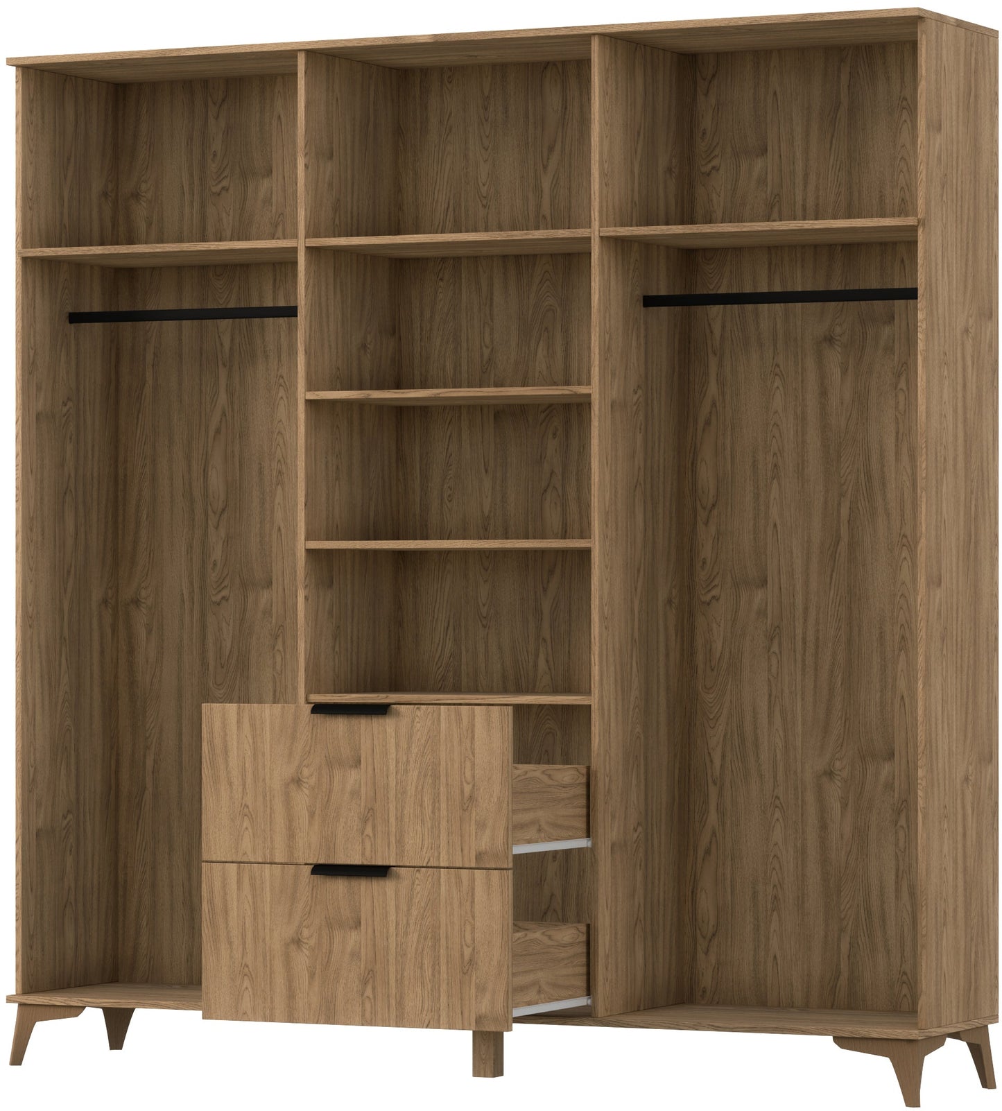 Entsian Oak Wood Paneled Free Standing Wardrobe - Artisan Oak