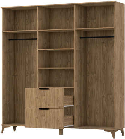 Entsian Oak Wood Paneled Free Standing Wardrobe - Artisan Oak