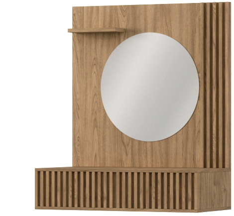 Entsian Oak Wood Paneled Floating Vanity w/Mirror - Artisan Oak