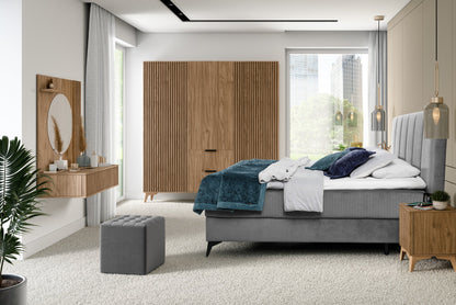 Entsian Oak Wood Paneled Floating Vanity w/Mirror - Artisan Oak