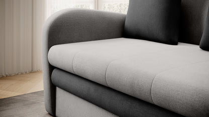 Ario Condo Style 2 Seater Storage Sleeper Sofa - Light Grey/Charcoal
