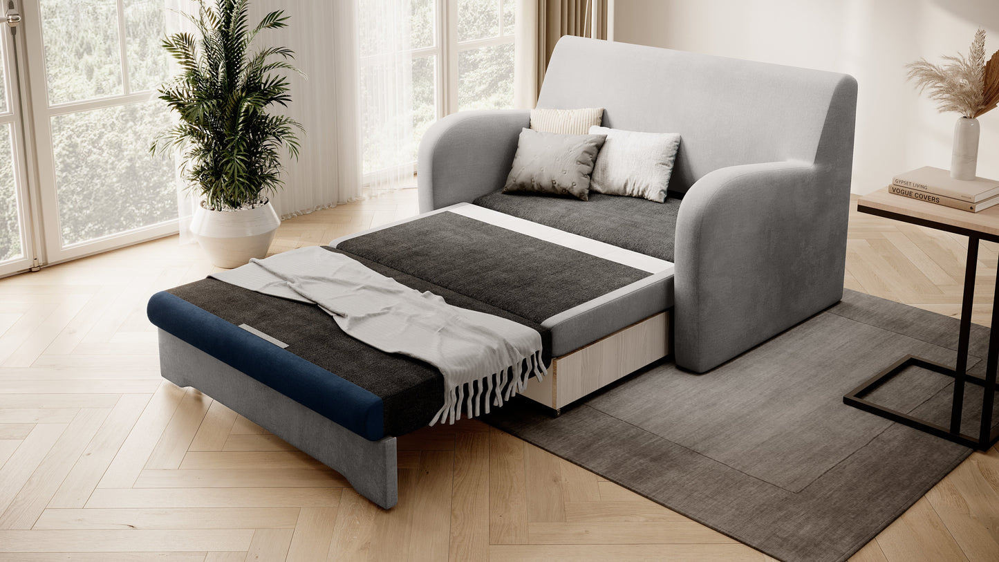 Ario Condo Style 2 Seater Storage Sleeper Sofa - Grey/Navy