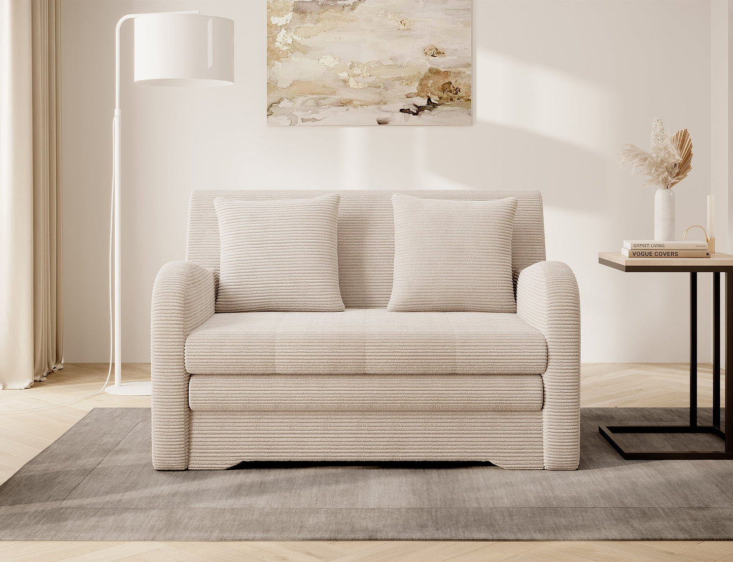 Ario Condo Style 2 Seater Storage Sleeper Sofa - Beige