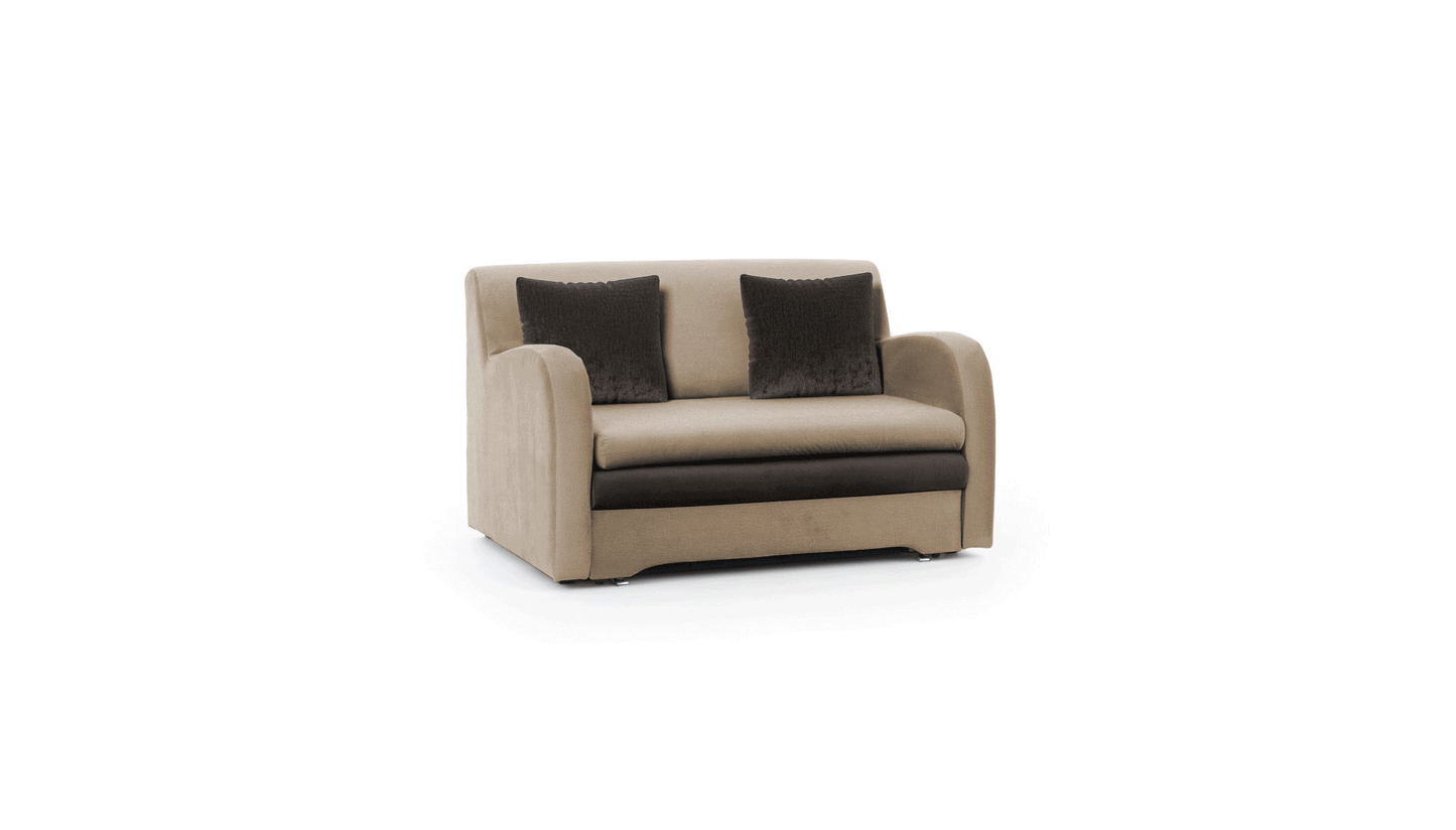 Ario Condo Style 2 Seater Storage Sleeper Sofa - Beige/Brown