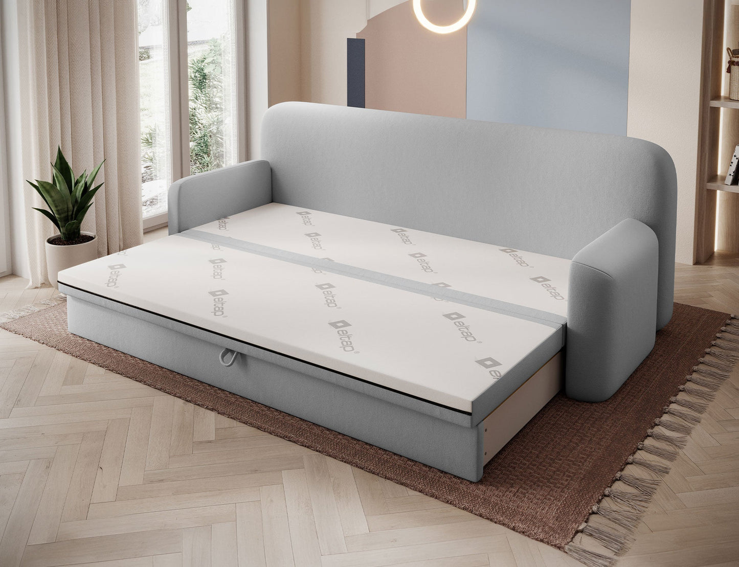 Elioss 3 Seater Storage Sleeper Sofa - Light Grey