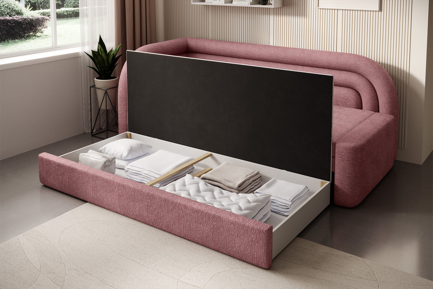 Fabillo Storage Sleeper Sofa - Blush