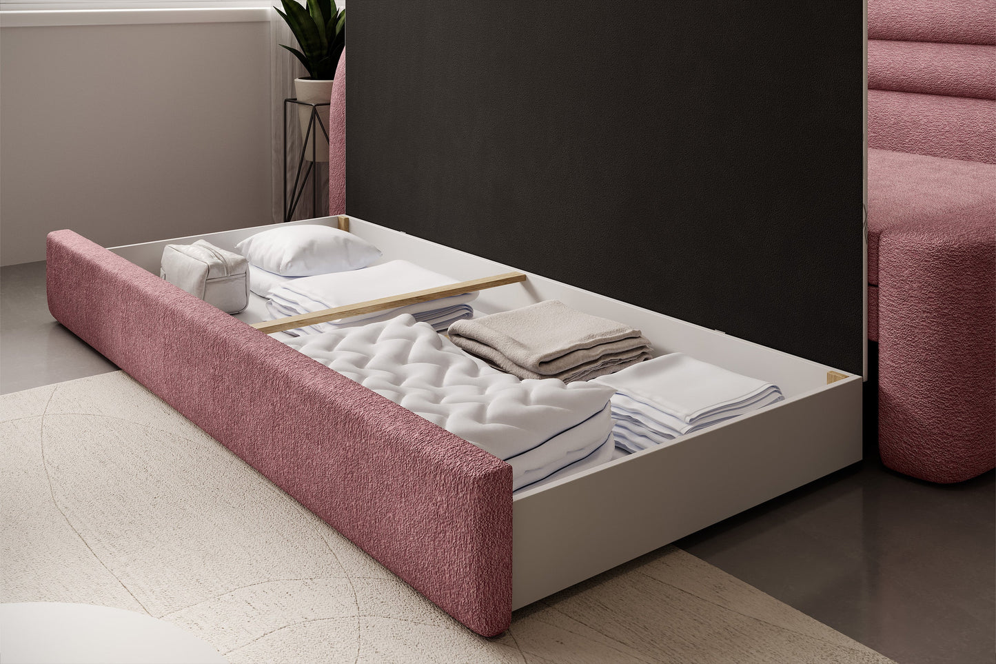 Fabillo Storage Sleeper Sofa - Blush