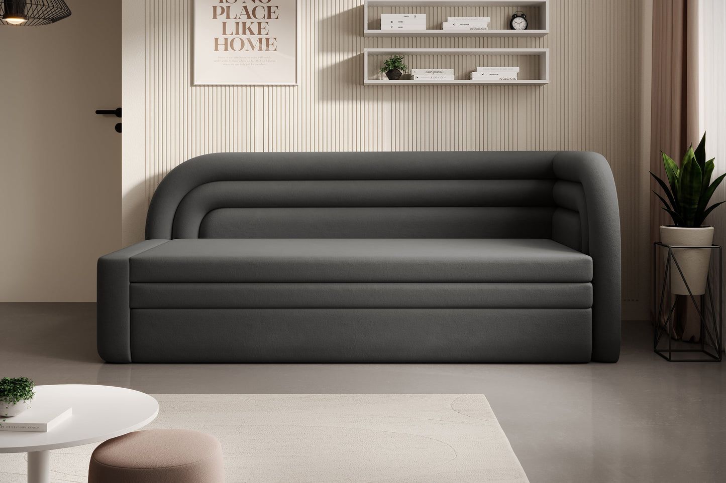 Fabillo Storage Sleeper Sofa - Dark Grey