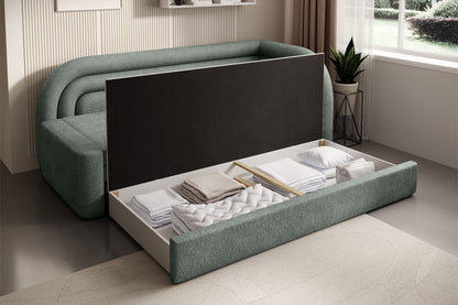 Fabillo Storage Sleeper Sofa - Moss Green