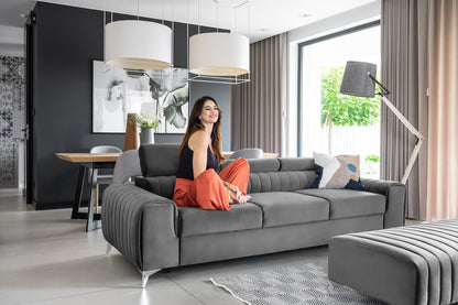 Laurence 3 Seater Velvet Sleeper Sofa - Light Grey