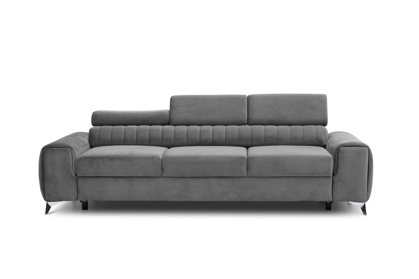 Laurence 3 Seater Velvet Sleeper Sofa - Light Grey