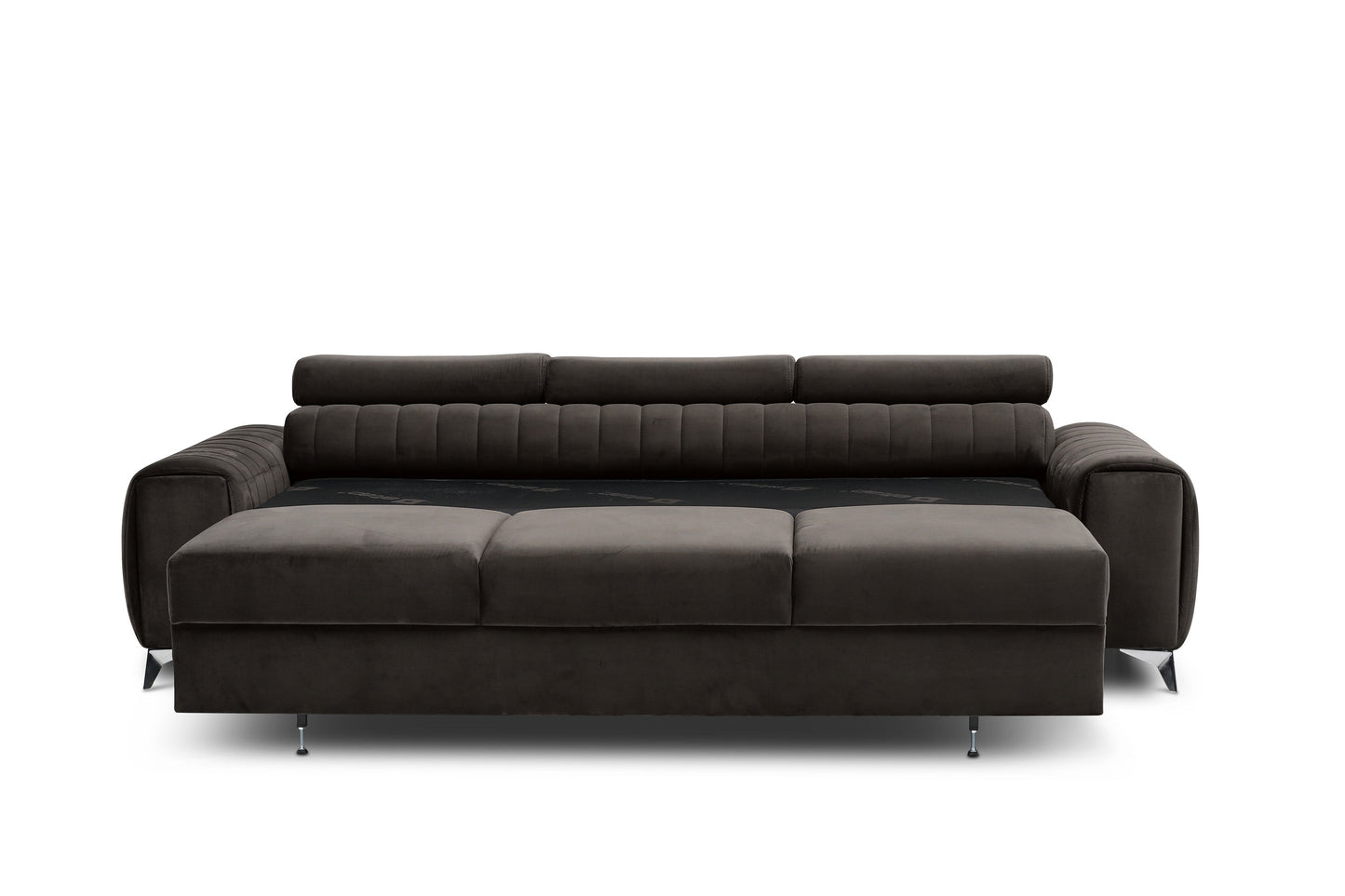 Laurence 3 Seater Velvet Sleeper Sofa - Dark Brown