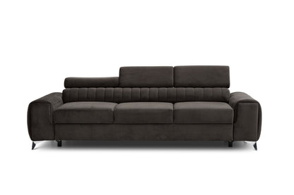 Laurence 3 Seater Velvet Sleeper Sofa - Dark Brown