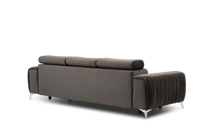 Laurence 3 Seater Velvet Sleeper Sofa - Dark Brown