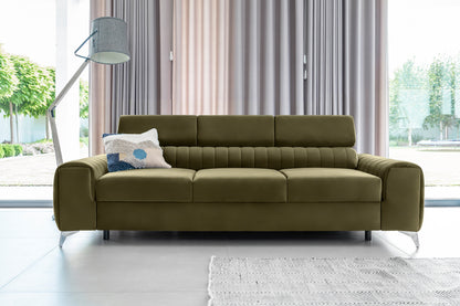 Laurence 3 Seater Velvet Sleeper Sofa - Olive Green