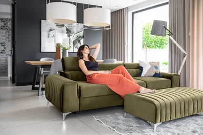 Laurence 3 Seater Velvet Sleeper Sofa - Olive Green