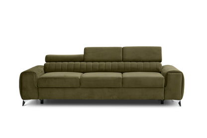 Laurence 3 Seater Velvet Sleeper Sofa - Olive Green