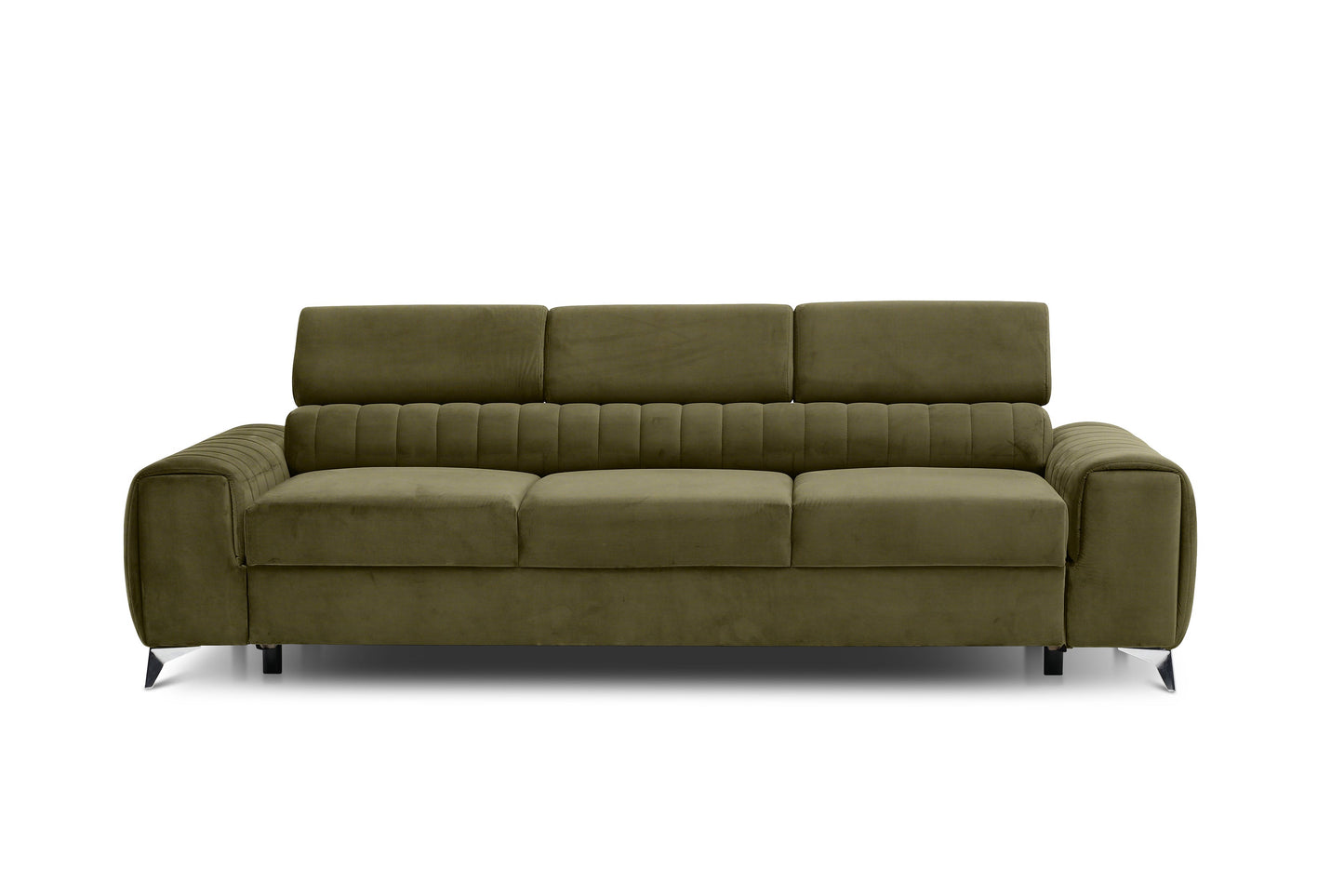 Laurence 3 Seater Velvet Sleeper Sofa - Olive Green
