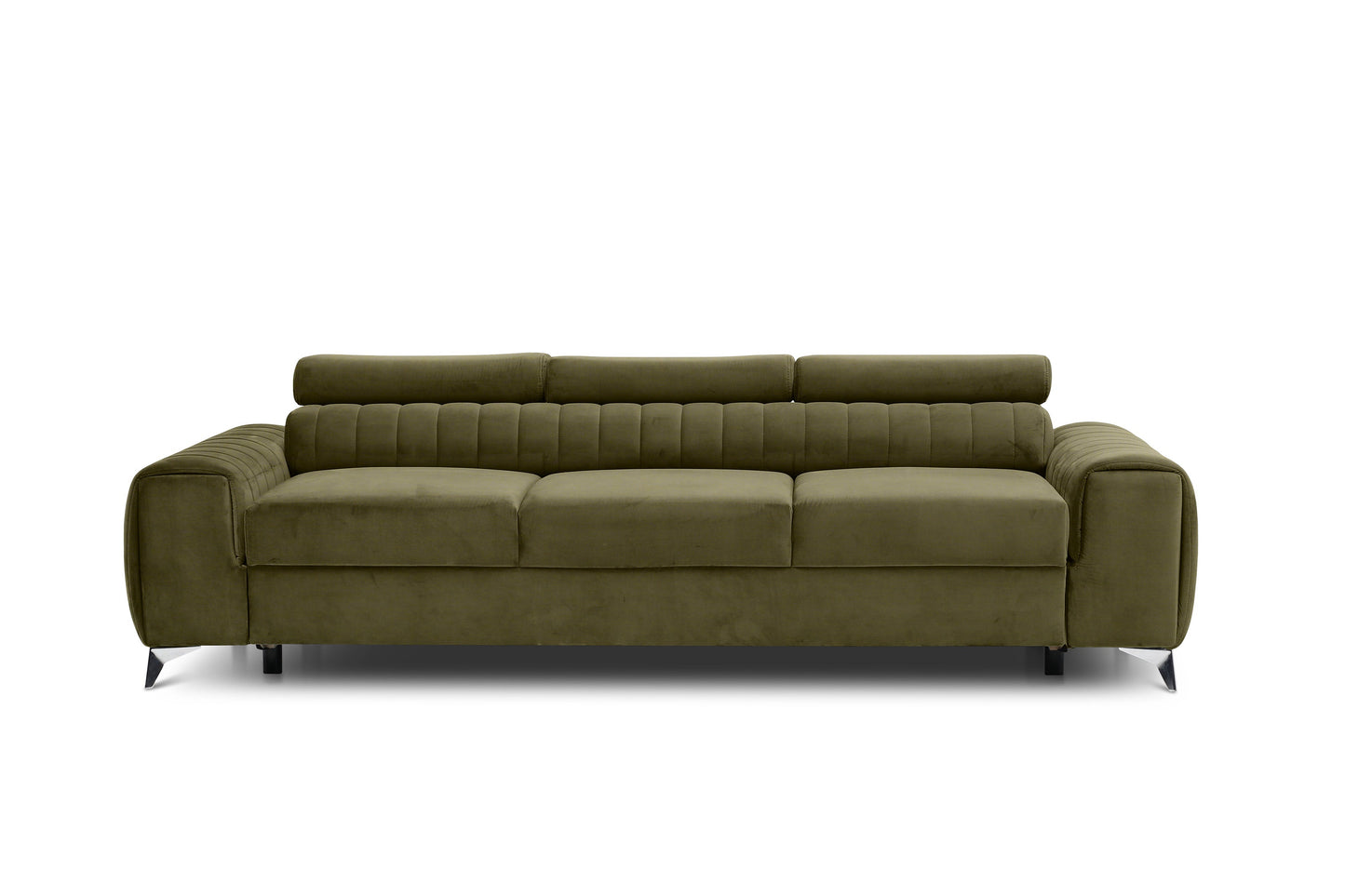 Laurence 3 Seater Velvet Sleeper Sofa - Olive Green
