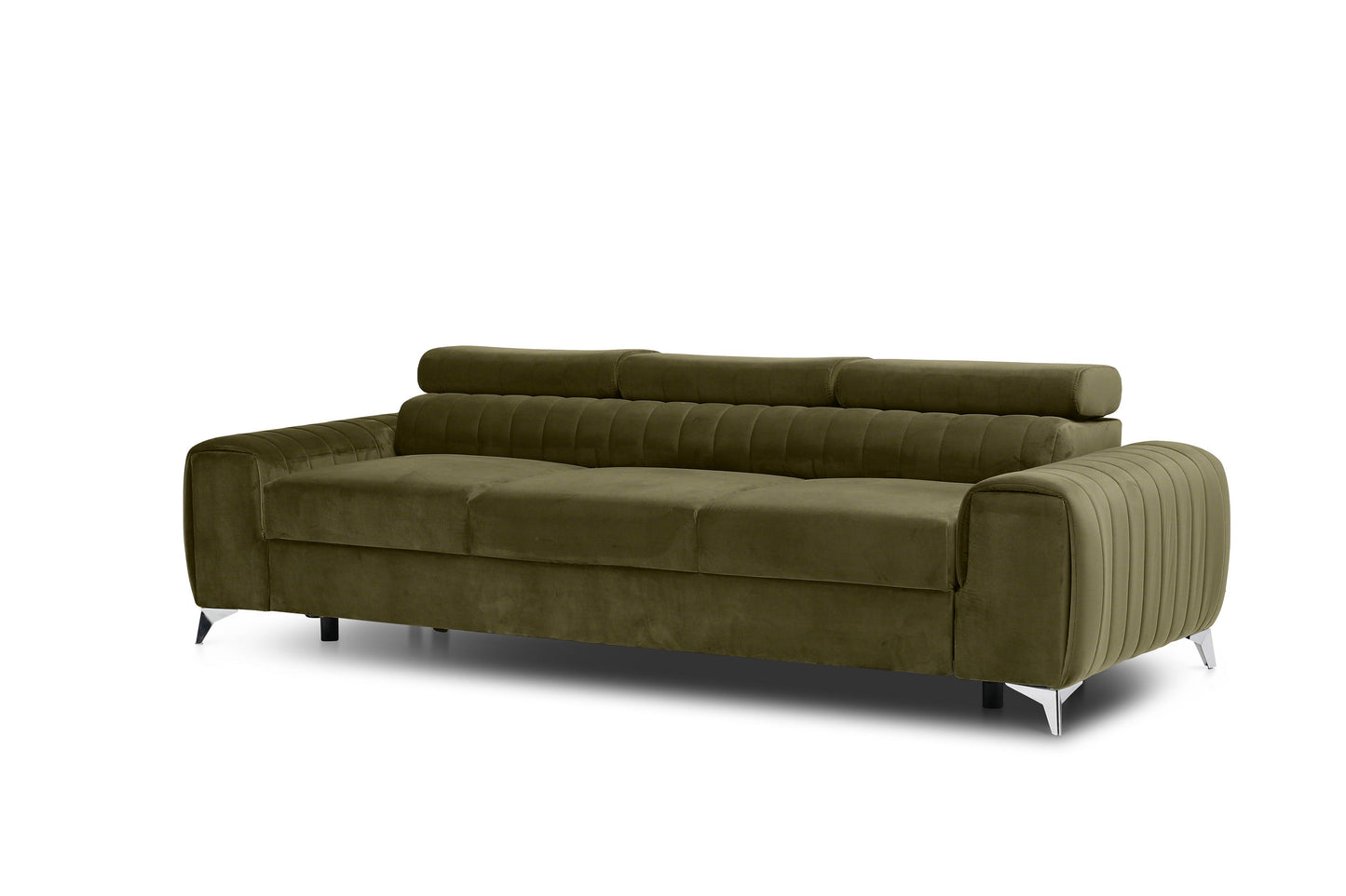 Laurence 3 Seater Velvet Sleeper Sofa - Olive Green