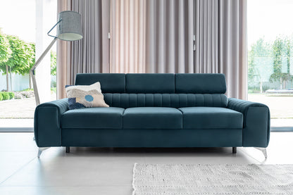 Laurence 3 Seater Velvet Sleeper Sofa - Teal Blue