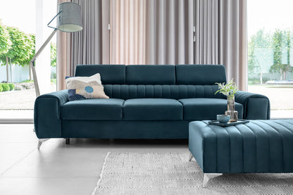 Laurence 3 Seater Velvet Sleeper Sofa - Teal Blue