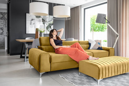 Laurence 3 Seater Velvet Sleeper Sofa - Mustard