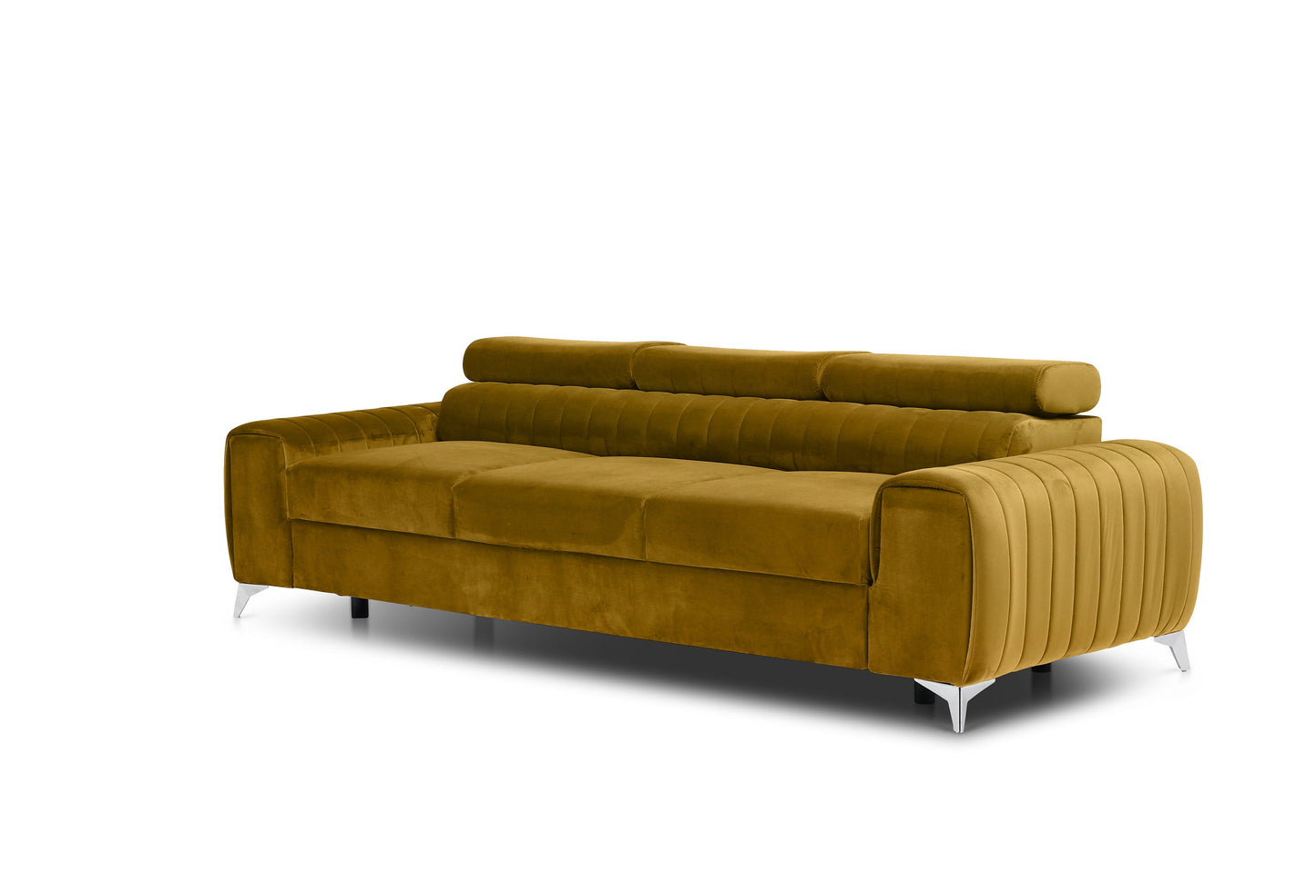 Laurence 3 Seater Velvet Sleeper Sofa - Mustard