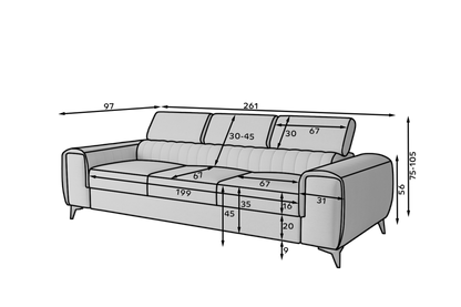 Laurence 3 Seater Velvet Sleeper Sofa - Olive Green