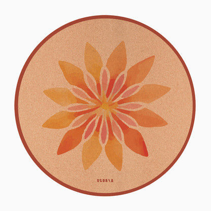 Solar Bloom Round Cork Yoga Mat | Multi-use | 53" dia