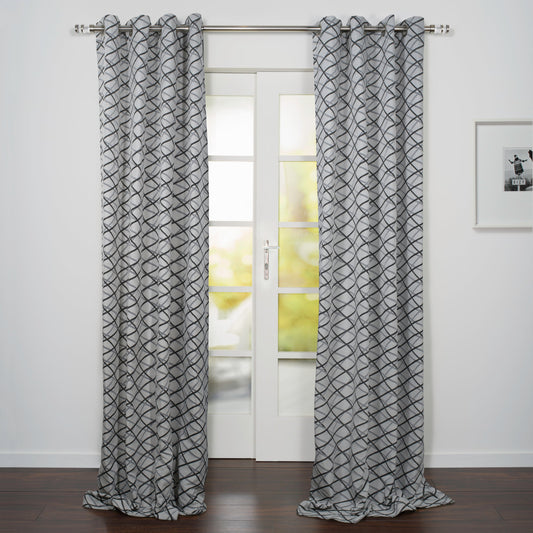 Lugano Jacquard Abstract Design Light Filtering Grommet Curtain 54" x 95"