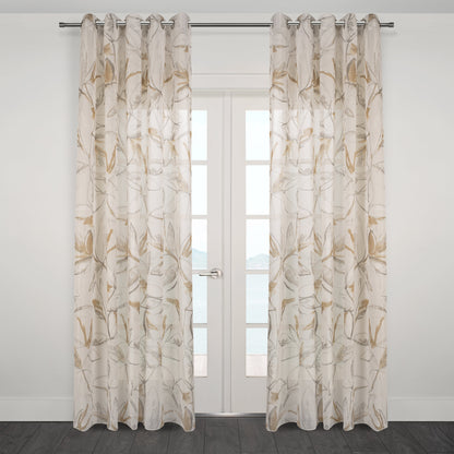 Athena  Printed Abstract  Floral Sheer Grommet Curtain 80"x 95"