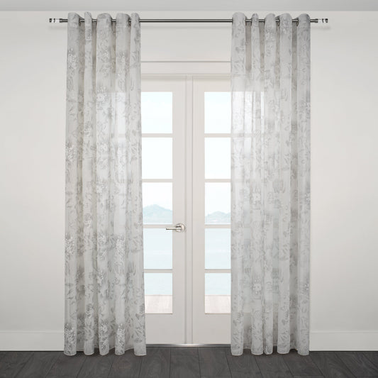 Florence Printed Floral Sheer Grommet Curtain
